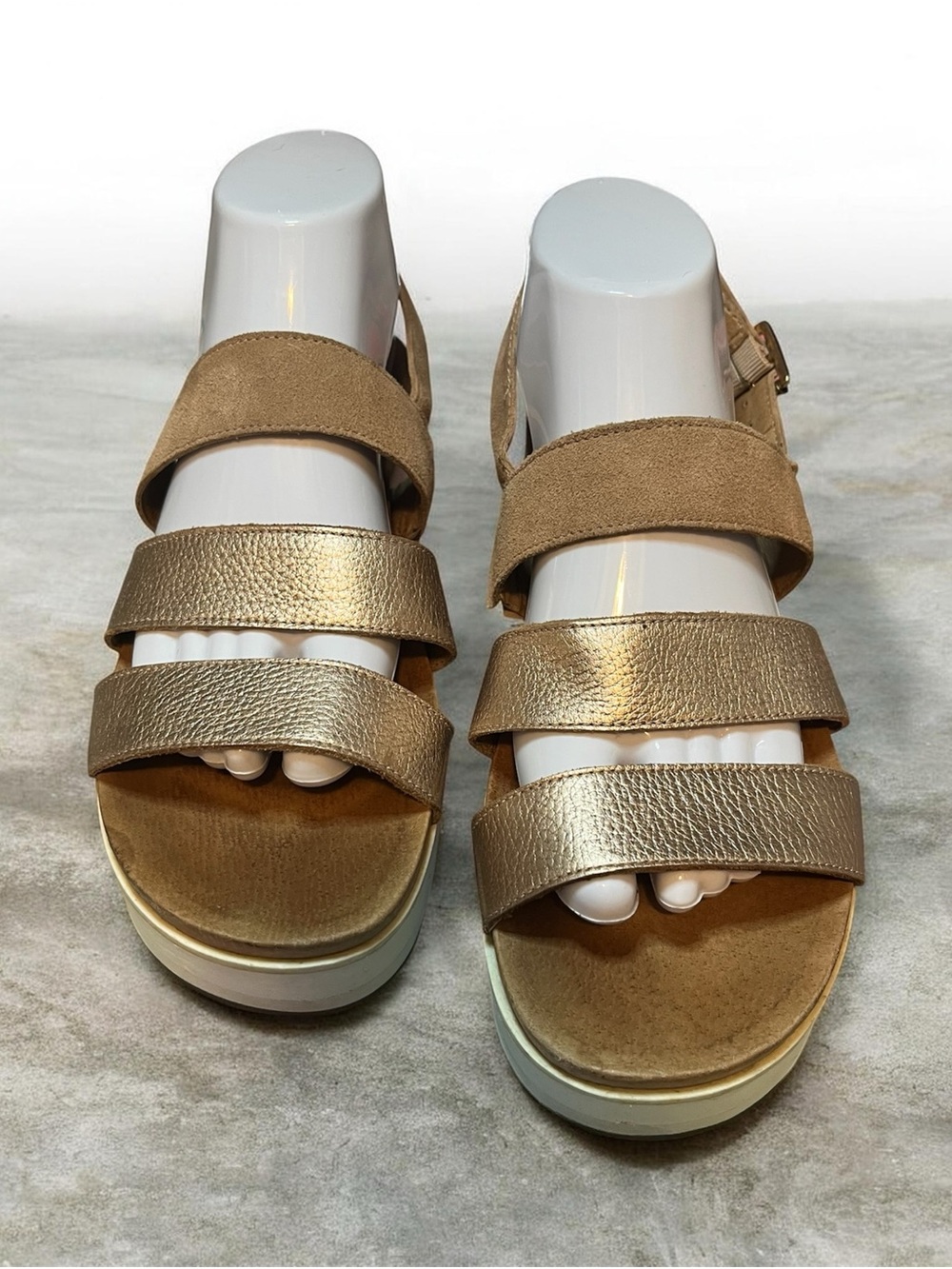 UGG Women's Metallic Gold Triple-Strap Platform Sandals